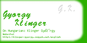 gyorgy klinger business card